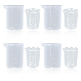 XIYING 8 Pcs Small Measuring Jug, 4 Pcs 100ml and 4 Pcs 50ml Small Plastic Measuring Beaker Transparent Jug for Lab House Hold Kitchen Baking Cooking