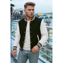 Decrum Black and White Varsity Jackets - High School Jacket Mens [40020176] | Plain White Sleve, 2XL