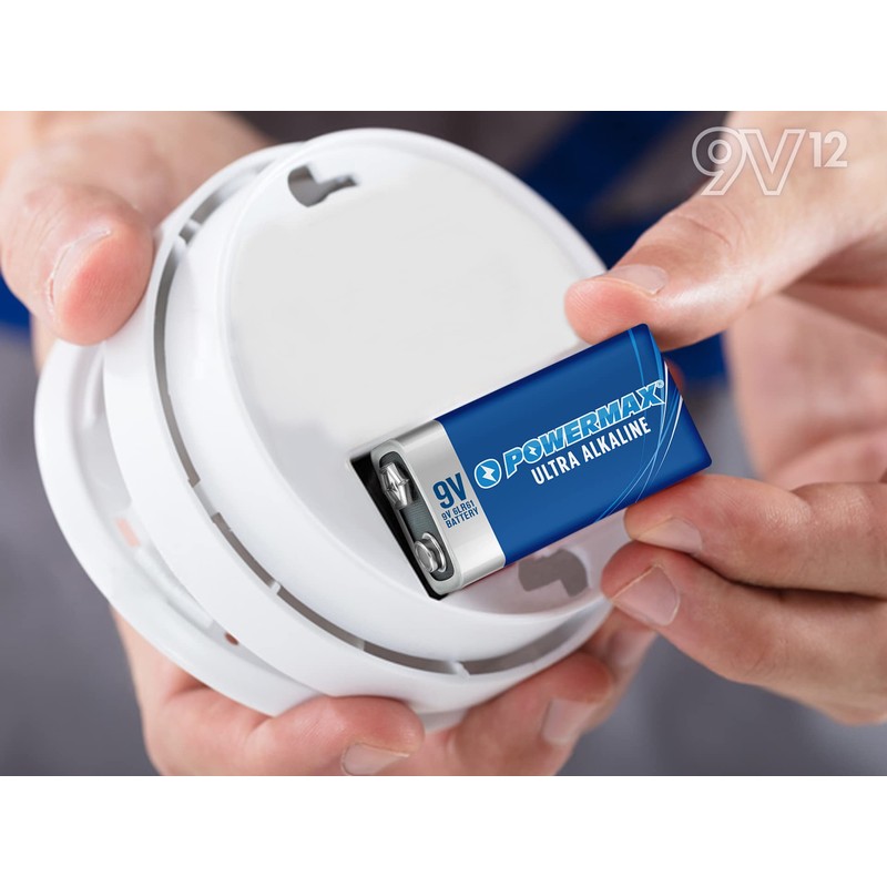 Powermax 12-Count 9V Batteries, Ultra Long Lasting Alkaline Battery, 7-Year