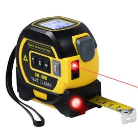 LWQWJING - Cinta métrica láser 4 en 1 con retícula de nivel láser | Distancia láser de 130 pies/40m + cinta de bloqueo automático de 16 p...