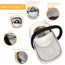 Baby Car Seat Cover Winter,Car Seat Covers for Babies,2 in 1 Carseat Cover Infant Car Seat Cover for Girl Boy Car Seat, Universal Baby Carrier Cover for All Seasons (Warm Sand)