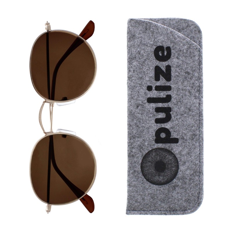OPULIZE Sol Sun Spacer Glasses Retro Round Matt Gold Men