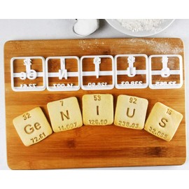 Set of 5 Periodic Table Elements cookie cutters: Ge,N,I,U,S, 5 pieces - Bakerlogy