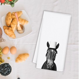 OSLYSOF Funny Horse Hand Towels for Bathroom Washroom, Horse Bathroom Decor, Gifts for Horses Lovers Women Girls, Funny Farm Animal Horses Bathrooms Hand Towels, 16x24 Inch