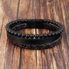 8" Multi-layer Onyx Men's Leather Bracelet with Stainless Steel Magnetic