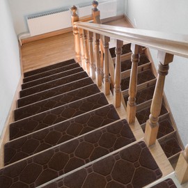 OEH Stair Treads Non Slip, 15 Pack 8" X 30" Stair Treads for Wooden Steps, Reusable Carpet Stair treads, Noise Reducing Non Slip Stair Treads Indoor for Elderly, Children and Pets, Brown