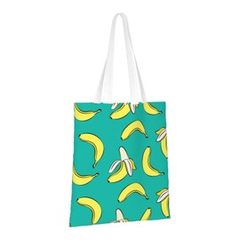 Bananas On Green Canvas Tote Bag Aesthetic for Women girl Lightweight Reusable Grocery Shopping Cloth Bag Suitable for Beach,Travel, School, Gym, Groceries Shoulder Tote Bag Gift