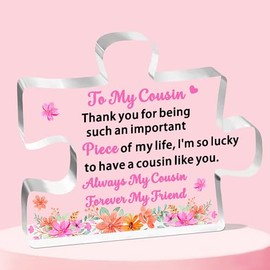 FMCC Cousin Gifts Cousin Gifts for Women Girls Cousin Birthday Gifts Female Acrylic Plaque Gifts for Cousin Christmas Graduation Gifts