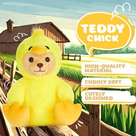 BRUBIES Teddy Duck - 10 Inch Teddy Bear in Duck Costume with Hood - Cuddly Toy for Cosy Adventures - Stuffed Animal for Children