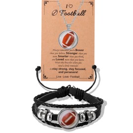 Baseball Gifts for Boy, Basketball Bracelet and Necklace, Adjustable Braided Rope Beaded Sports Bracelet Birthday Valentine's Day Gifts for Boys