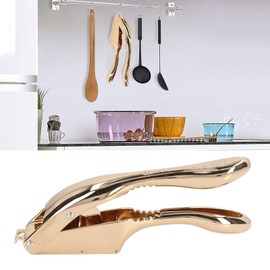 Gold Garlic Press 3 in 1 Heavy Duty Garlic Mincer Easy Squeeze Aluminium Alloy Multipurpose Garlic Crusher for Kitchen