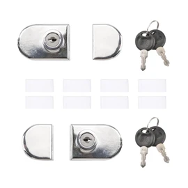 INCREWAY 2pcs Showcase Lock, Zinc Alloy Drill Glass Door Lock No Security Double Door Lock with Key for 5-8mm Glass Display Cabinet Door
