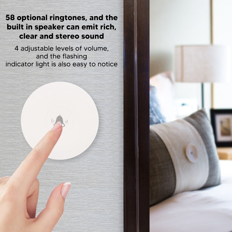 Wireless Doorbell Self Generating 1 Receiver 2 Push Button Battery