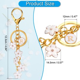 PATIKIL Initial Letter Flower Schlüsselanhänger, Alphabet R Emaille Charm Blumen Schlüsselring Schlüsselhalter Tasche Handtasche Geldbörse Zubehör für Geburtstage, Valentinstag, Weiß