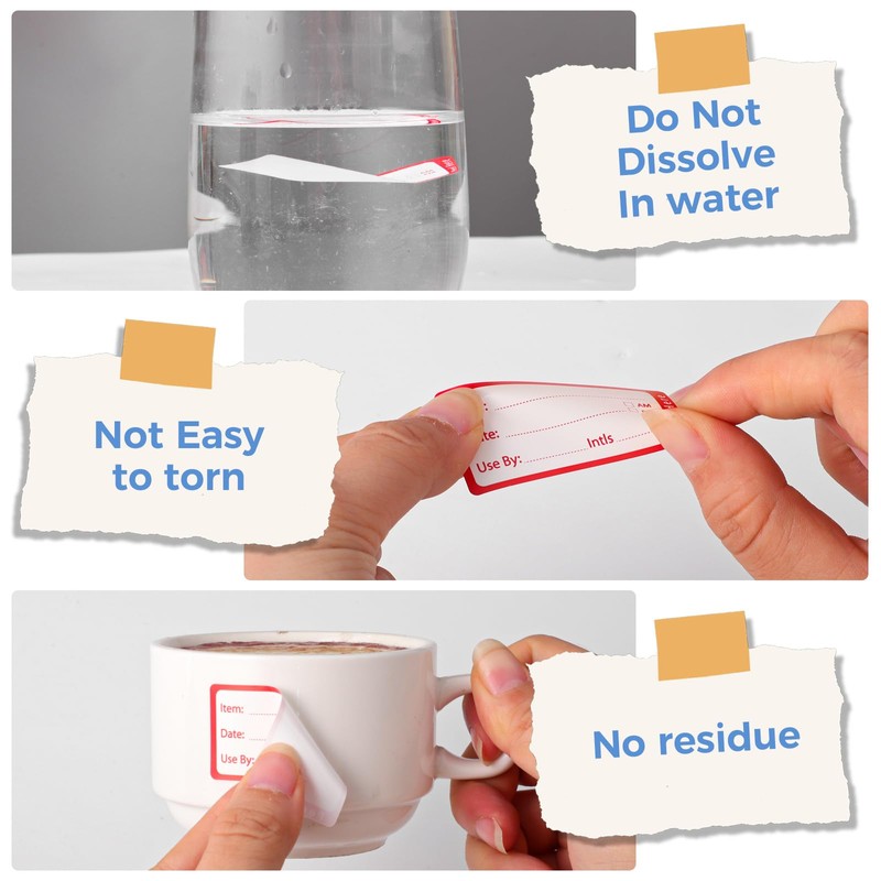 1200 Freezer Labels with Dispenser, 1" x 2", Removable, Red