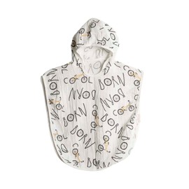 BEBELOP 100% Cotton Muslin Baby Bath Poncho - Soft & Absorbent Hooded Towel for Infants & Toddlers, Lightweight and Breathable, Perfect (Yeast Bee)