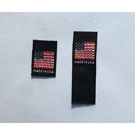 100 pcs Folded Black American Flag Made in USA - Red White & Blue Woven Clothing Labels