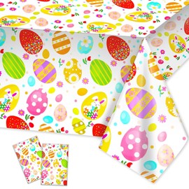 PXDUCN Easter Table Cloth, Easter Decorations, 2 Pcs 53.93 * 107.87INCH Colorful Disposable Plastic Easter Egg Tablecloth, for Easter Party Supplies Easter Party Decorations(2 PCS Easter Table Cloth)