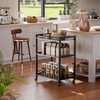HITNET Bar Cart Black, Serving Cart for Home, 3 Tier