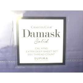 Charter Club 100% Supima Cotton 550 TC Sheet Set Lavender Cal-King Deep $235