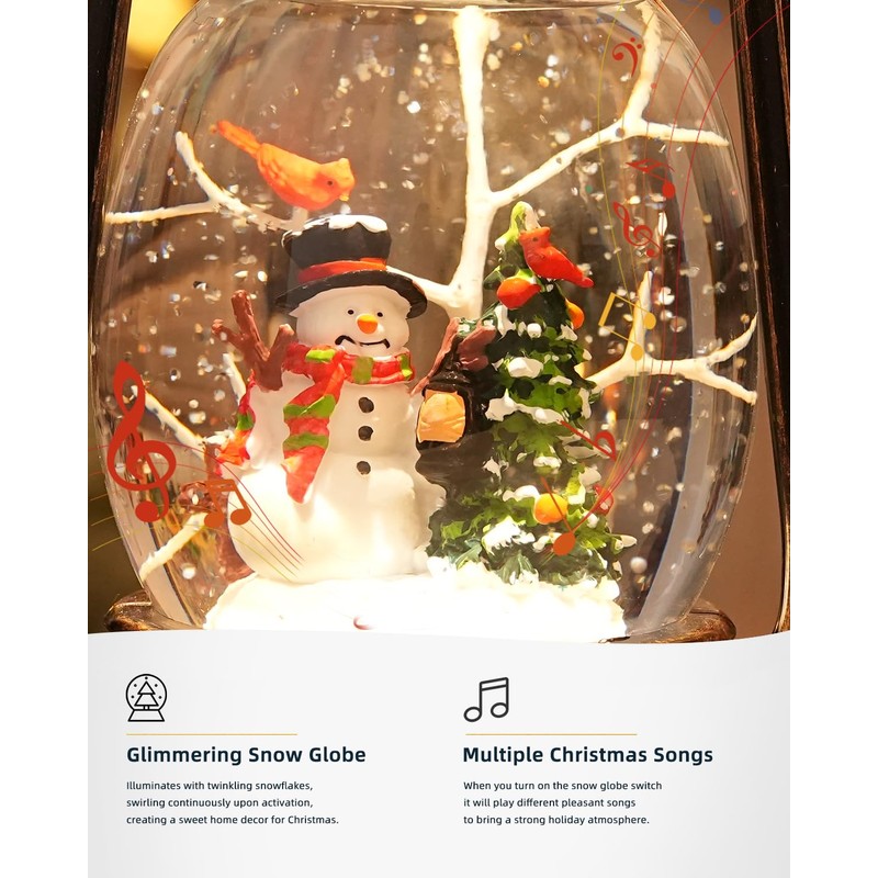 Snow Globe Christmas Decorations - Musical Christmas Snow Globes with