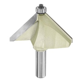 sourcing map 45 Degree Chamfer Router Bit 1/2 Inch Shank 1-3/4" Cutting Edge Carbide Tip with Bearing for Woodworking Milling Cutter Tool, Gold