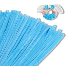Giwrmu 100 Pieces Pipe Cleaners Chenille Stem, Light Blue Pipe Cleaners Craft, Fuzzy Sticks Craft Supplies, Colored Pipe Cleaner for Creative Handmade DIY Art Craft Project