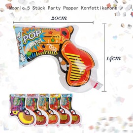 Moorle Pack of 5 Party Popper Confetti Cannon, Party Confetti Cannon Confetti Set, Paper Confetti Bomb Pistols Confetti Gun for Birthdays Wedding Party
