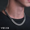 VEXXS Cuban Chain Necklace,Flat Curb Chain for Men, 10/12mm 18K