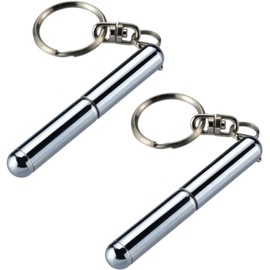 Ymhapp 2 Pcs Silver Retractable Mini Pen Made of Stainless Steel Metal Tool Pen Retractable Pocket Pen Keychain Dad Gadgets, Birthday, Christmas for Students, Office Staff, Workers Car Keychains