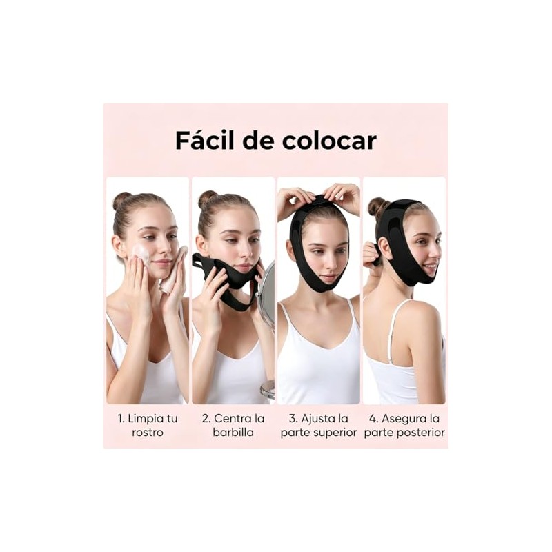 Faja para Papada Mujer, Banda Facial Ajustable Reutilizable | Correa