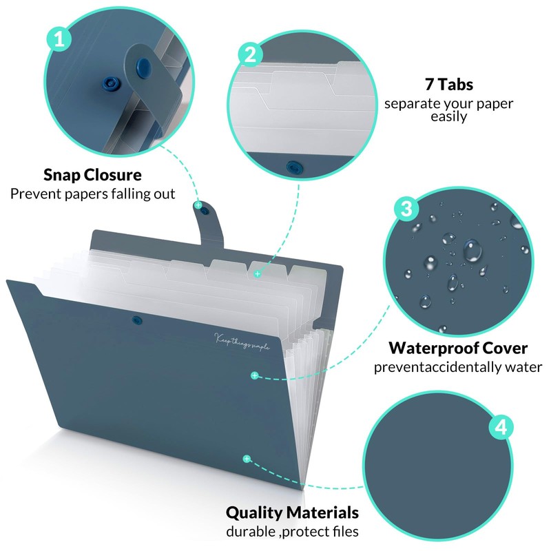 KONVINIT Document Folder A4 Document Bag Coloured Expanding Folder A4
