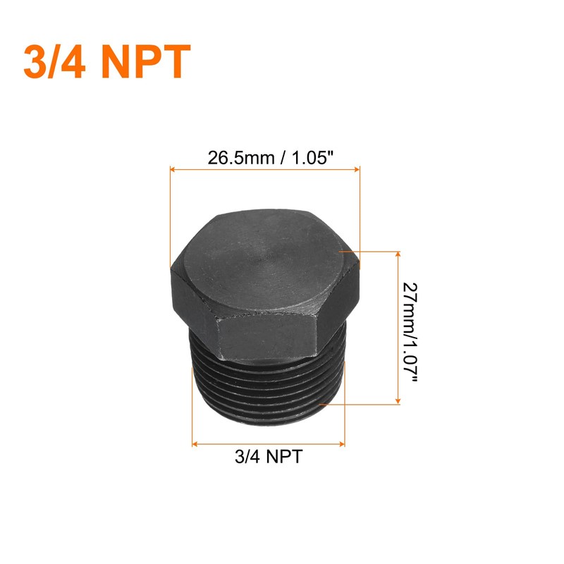 sourcing map 5Pcs 3/4 NPT Outer Hex Head Thread Pipe