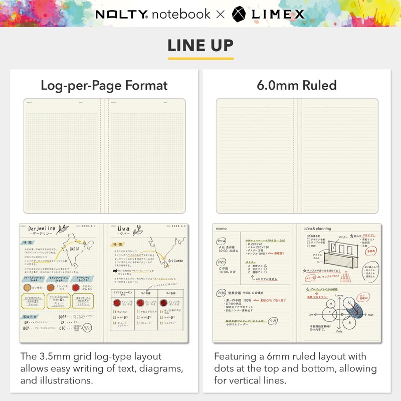 NOLTY NOTE × LIMEX, A5 Log Type Notebook, 3.5mm Grid,