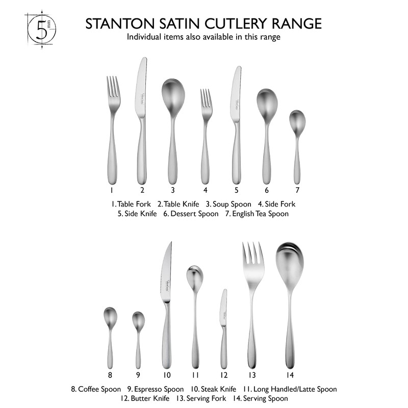 Robert Welch Stanton Satin Long Handled Spoon, Set of 4.