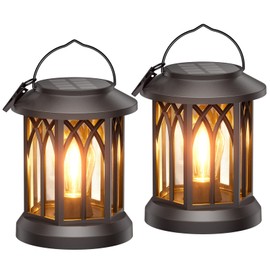 WdtPro Solar Lanterns Outdoor Waterproof, Upgraded Bright Hanging Solar Lights for Outside,Solar Powered Lanterns Lighting LED for Garden Patio Yard Decorative 2 Pack (Warm Light)