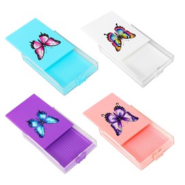 4Pcs Diamond Art Painting Trays Organizer with Lid, Diamond Art Accessories Trays with Brush & Spoon, Butterfly Rhinestone Tray Sorter for DIY Art Craft Supplies (4 Colorful - Box Set)
