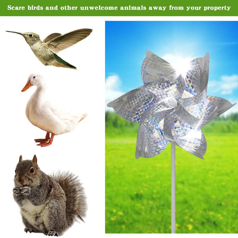 SUNPRO Reflective Pinwheels,10-Pack Extra Sparkly Pinwheels for Garden Decor, Pinwheels