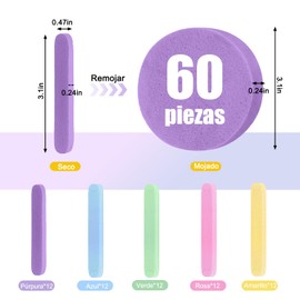 60 Piezas Esponja Facial Comprimida Redondas, Sponjas Exfoliantes Faciales, Esponja de Limpieza Facial, Esponja de Eliminación Maquillaje para Limpieza Facial, 5 Colores