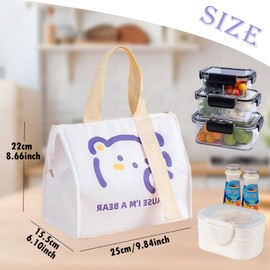 JYJLLM high-Capacity Lunch Bag Tote，Insulated Lunch Bag，Bag for Women Wide Open Insulated Cooler Bag Water-Resistant Thermal Leak-Proof Lunch Organizer for Men Girls Children (White)