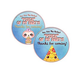 Sloth Trendy Themed Pizza Party Supply Watercolor Party Favor Stickers