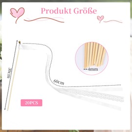 UOCAI Pack of 20 Wedding Walls, White Lace Wands, Wedding with Bell, Trellis Streamers with Wedding Ribbons for Weddings, Birthdays, Christmas, Parties, Holiday Parties, Use