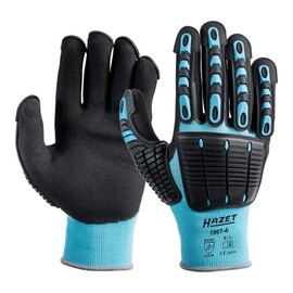 HAZET 1987-6 Mechanic Gloves, Protection by TPR Protectors, Fine Knit Fabric, High Grip, Long Service Life, Size L, Tested Against Mechanical Risks, Cut Protection