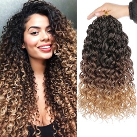 Mscat Gogo Curl Crochet Hair 14 Inch 8 Packs Black Ocean Wave Crochet Hair Pre Looped Deep Twist Goddess Box Braids Short Curly Water Wave Synthetic Braiding Hair for Women Girl Kids(8 Packs, 1B3027#)