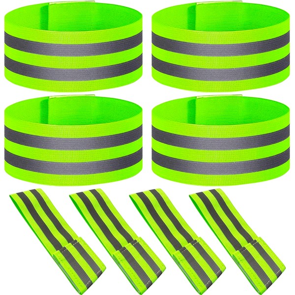 Reflective Armbands for Dark Environment,4PCS High Visibility Reflective Tape for Nigh Outdoor Safety,Reflective Wristbands,High Vis Straps for Running,Cycling,Walking Dog,for Arm,Wrist,Leg