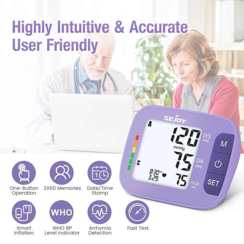 Sejoy Blood Pressure Cuff Arm Automatic, Blood Pressure Machine Monitors