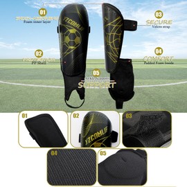 Children's Football Shin Pads with Captain's Cuff, Football Shin with Ankle Protection for Children (M)