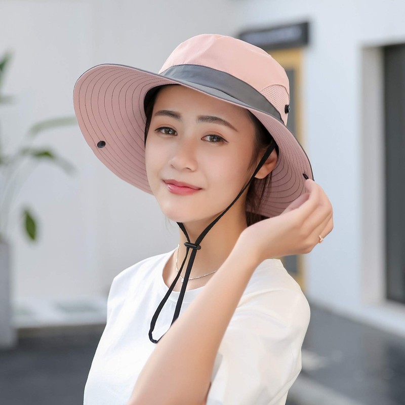 Women's Summer Sun-Hat Ponytail - Outdoor UV-Protection Mesh Wide Brim