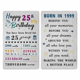 25th Birthday Card for Women Men 1999- Happy 25 Year Birthday Gifts for Him Her Boys Girls Teenager