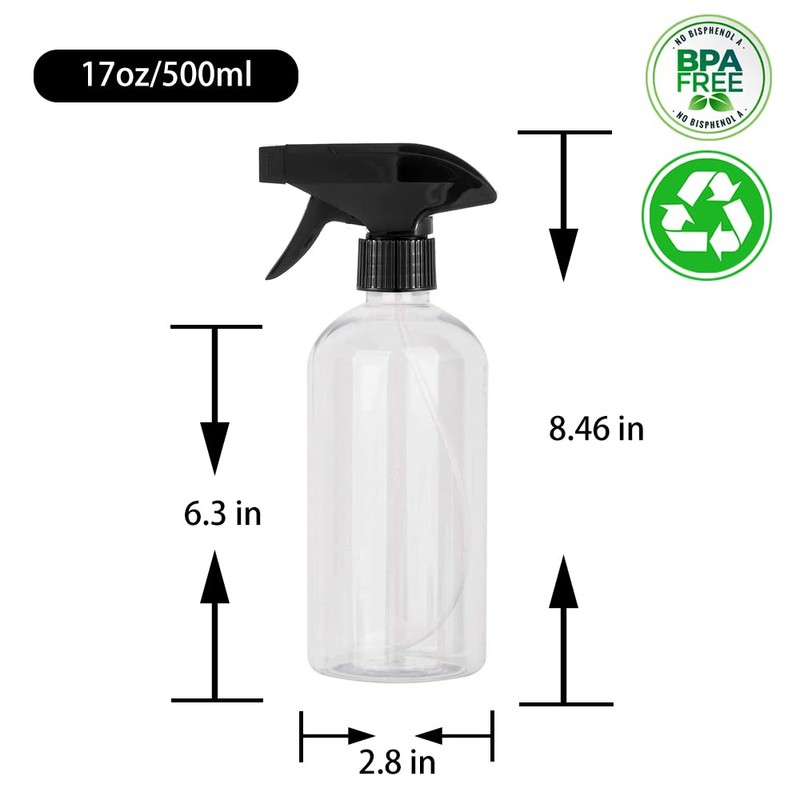UUJOLY 17 oz Plastic Spray Bottle Trigger Empty Spray Bottles